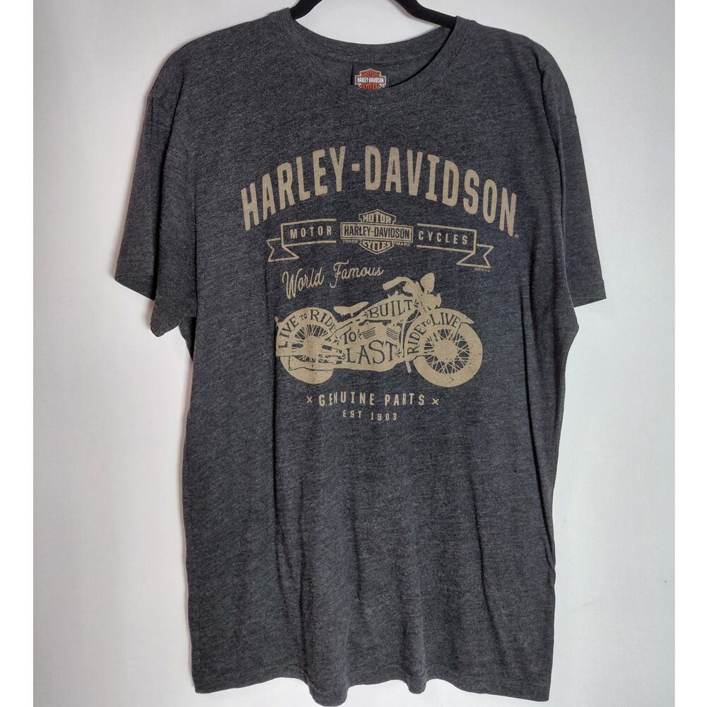 Bravado Harley-Davidson Graphic Print T-Shirt Gray Knit Short Sleeve Men Size M
